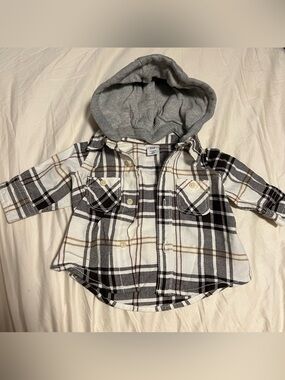Baby Gap Boy Plaid Flannel with removable hood 0-3 mos